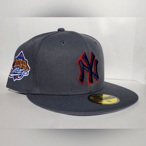 New York Yankees NewEra Fitted Hat 59Fifty  Gray,Blue,Red NY Logo WSerieSP Size8
